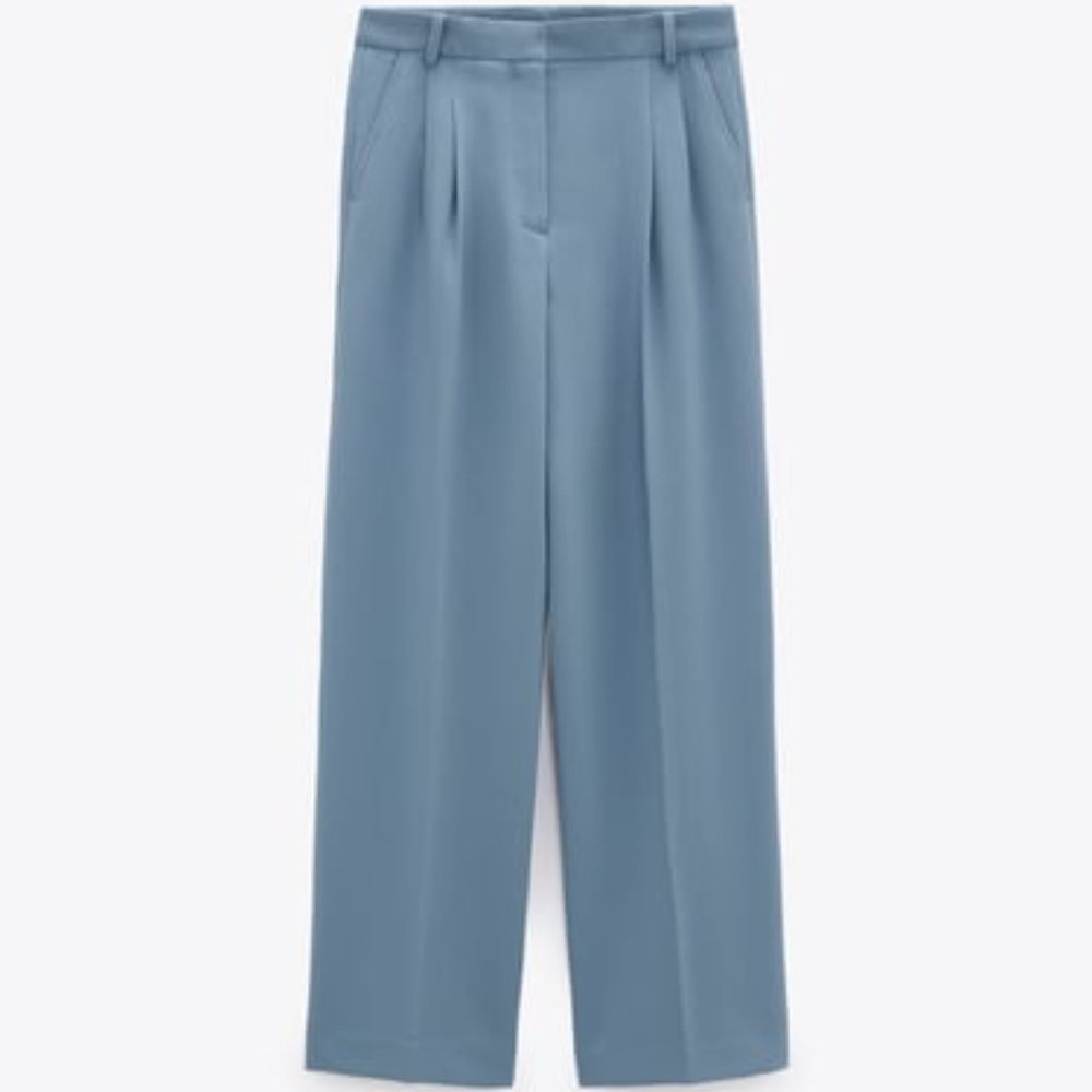 Zara Blue High-Rise Modern Trousers